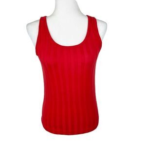 Vintage Paul Shaw Tank Top Women Medium Red Knit Solid Sleeveless 70s